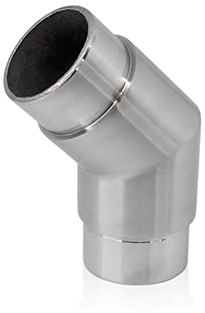 PRIOstahl Coude d'angle en acier inoxydable V2A - Raccord de tuyau, raccord d'angle, coude de 135 degrés - 1 pièce Ø 33,7 mm pour tuyaux ronds - Raccord pour garde-corps en acier inoxydable