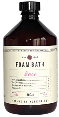 Fikkerts Fruits of Nature Rose Soothing and Relaxing Bath Foam (500ml/16.91floz) with Lively, Sweet Floral Tones, Vegan Plant Based