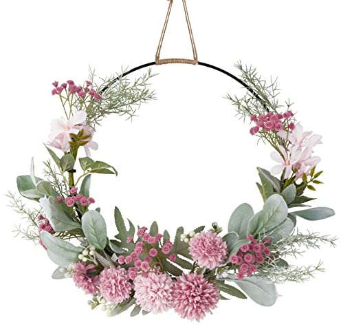 VINFUTUR Türkranz Künstlich Blumen Metallring Hochzeit Blumenkranz Deko Wandkranz Frühlingskranz Sommerkranz Girlande Homedeko Hochzeitsdeko