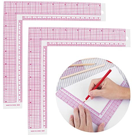2 Stück Quadratisch Lineal Kunststoff Metrisches Nählineal Durchsichtige Lineal L Square Lineal Nähmaß Lineal Transparente Nählineal Lineal Schneiderlineal für Anfänger Designer