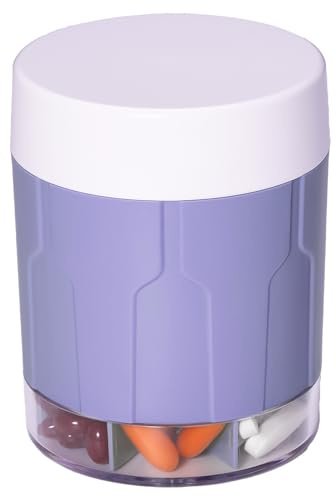 Betife - Organizer extra large per integratori, a prova di umidità, con 7 grandi scomparti, portapillole e organizer per contenere vitamine o farmaci mensili (viola)