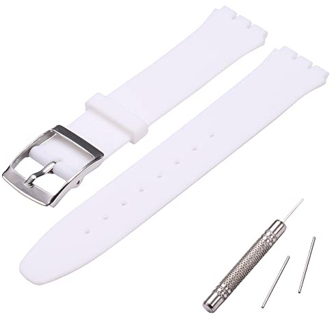 MCXGL Silikon Ersatzarmband Ultra-Thin Damenuhrband Kompatibel mit Swatch Skin Serie Uhrenarmband (16mm) (weiß)