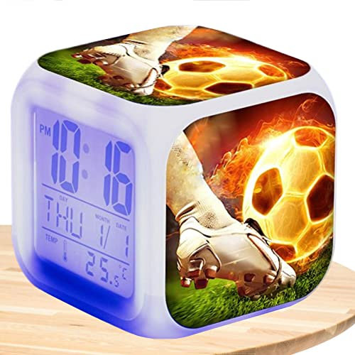 Besreey Sveglia per Bambino, Digitale Calcio con Display a LED, Sveglia Digitale Orologio Da Calcio con Display LED Orologio Da Camera Da Letto Creativo A LED