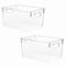 REHUK Clear Plastic Organiser Storage Bins for Cupboard, Pantry, and Kitchen - Versatile Organisers for Fridge, Freezer, Food, Fruit, Vegetable, Cleaning Products, and Clothing Storage (2 Pack)