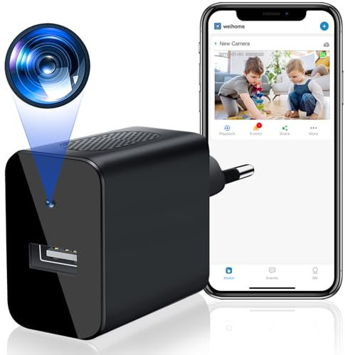 HGYGHO Mini Caméra WiFi sans Fil, 1080P HD Petites Caméra Vidéo Chargeurs Micro Caméras de Sécurité avec App pour iOS Alertes Activées par Le Mouvement Mini Caméra Surveillance pour Intérieur/Maison