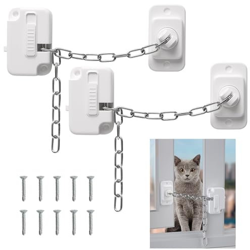 2Pcs Window Locks Window Safety Restrictors with Screws, Window Restrictor Locks for Child Pets Safety, Adjustable Window Lock for Door, Sliding Window, Fridge, Cabinets, Drawers