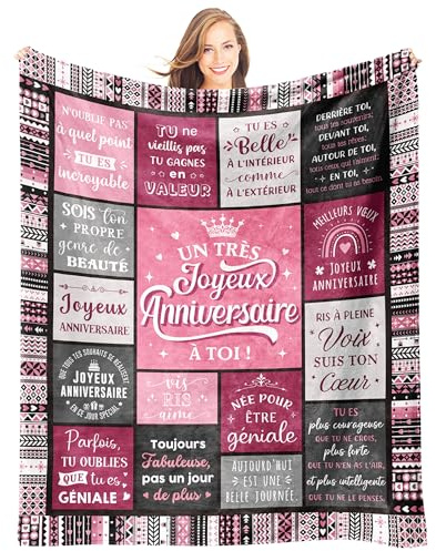 Giftasy Cadeau Anniversaire Femme, Cadeau Femme Anniversaire - Idee Plaid Couverture Remplie de Bénédictions, Cadeaux Femmes Original pour Soeur, Amie, Maman, Mamie, Fille, Copine (157 * 132cm)