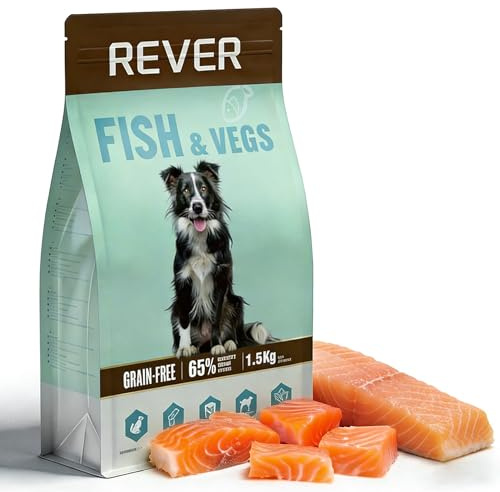 Pienso Seco Natural para Perros Adultos con Salmón (30%) y Pollo, Rever Sin Cereales, Rico en Omega para Digestión y Piel Sana – 1,5 kg