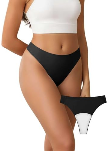 Culibit Camel Toe Cover Thongs for Women Camel Toe Concealer Panties Seamless G-String Thongs Camel Toe Hider Underwear (UK, Alpha, S, Regular, Regular, Black Thong)