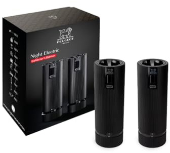 PEUGEOT - Line u'Select 15 cm Rechargeable Electric Pepper and Salt Mill - 6 Predefined Settings - Powdered Salt Innovation, Zirlion Mechanism - Aluminium - Matte Black Finish
