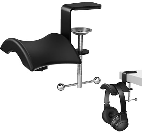 Porta Cuffie Gaming, Supporto Cuffie, Porta Cuffie da Scrivania, Stand Cuffie per Piani di Tavolo di Spessore Inferiore a 4.5 cm, Supporto Cuffie Scrivania per l'Installazione senza Chiodi e senza Col