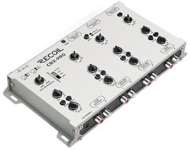 Recoil CRX-PRO 5-Way Electronic Crossover for Car Audio Pro Level Signal Processor Equalizer w/Subsonic Filter, 4 Channel Output Pass Thru, Bass Boost, 12V Active Crossover Network