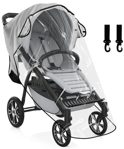 Yuaerbuo Universal Clear Stroller Rain Cover, Universal Rain Cover for Pushchair, Breathable Rain and Wind Proof Covers for Pram, Baby Travel Raincover with Hook and Loop Fasteners for Outdoors