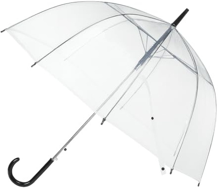Générique Parapluie Transparent, 85 cm de Diamètre, PVC Imperméable, Manche Noir, Protection Soleil et Pluie, Ombrelle Mariage, Parapluie de la Mariée (Noir 85cm)