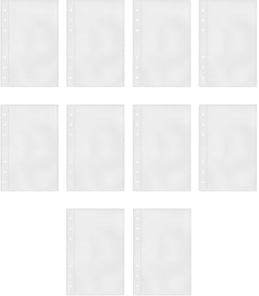 Lot de 10 pochettes transparentes A6 - Classeur à anneaux - Format A6 - Sans fermeture éclair - Pochettes pour prospectus - Sans fermeture éclair - Enveloppes sans fermeture éclair - Avec 6 trous