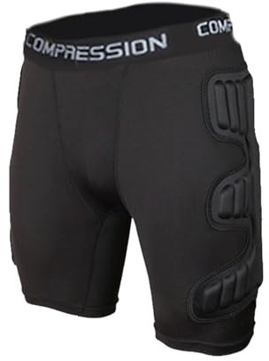 Hellery Pantalones Cortos de Protección para, Pantalones Cortos de de Fútbol, ​​Cintura Flexible, Acolchado de Espuma Transpirable, Protección, Negro, L