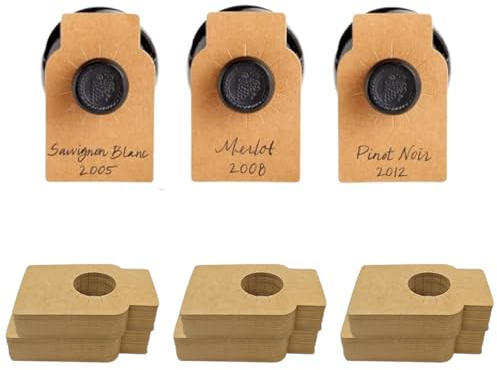 100 Piezas Etiquetas De Vino De Botellas, Etiquetas Para Botellas De Vino, Etiquetas Para Cuello De Botella, Etiquetas Colgantes Para Botellas, Para Organización De Botelleros y Bodegas(Marrón)