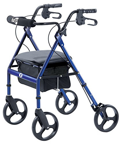 Hugo Mobility Portable Rollator Walker with Seat, Backrest and 8 Inch Wheels, Blue