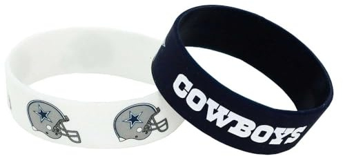 aminco NFL Dallas Cowboys Silicone Rubber Bracelet, 2-pack, White