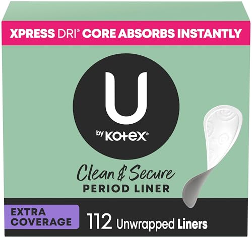 U by Kotex Panty Liners, Clean & Secure, Light Absorbency, Extra Coverage, 112 Count (Packaging May Vary)