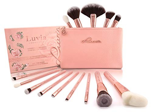 Luvia Makeup Pinsel Set inkl. Kosmetiktasche für Schminke - Rose Golden Vintage Make-Up Brush Set – 14 Profi Kosmetikpinsel/Schminkpinsel in Nude/Rosegold - Geschenkidee - Vegane Kosmetik/Schminke