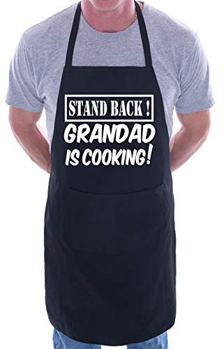Print4U Stand Back Grandad Is Cooking Fathers Day BBQ Novelty Apron Black