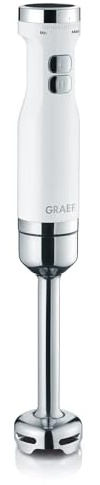 GRAEF Stabmixer HB501 Weiß – 800 Watt, stufenlose Regelung, Turbostufe, 4 Edelstahlklingen, Edelstahlpürierstab mit Anti-Spritz-Funktion, Kunststoffgehäuse, Clic-Clic Geschwindigkeitsregler