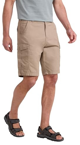 Mountain Warehouse Lakeside Mens Shorts - 100% Durable Twill Cotton Cargo Shorts, Durable Shorts, 6 Pockets - Spring Summer, Walking, Running, Hiking & Camping Beige Men's W46