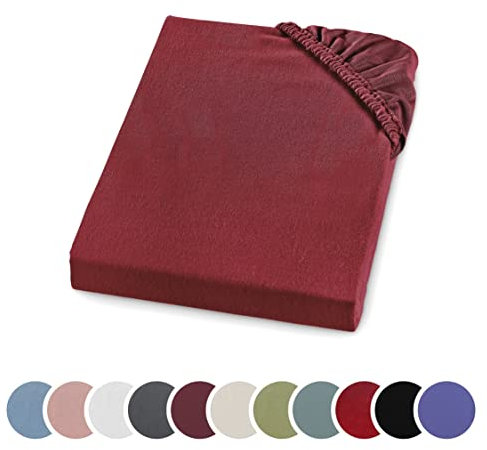 sleepling Biber Spannbetttuch, Feinbiber Spannbettlaken, Made in Germany, 100% Baumwolle, Matratzen bis 23 cm Höhe, Rundum Gummizug, Ökotex, waschbar 60 Grad, 180 x 200, rot