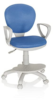 hjh OFFICE Kinderdrehstuhl Kid Colour G1 Kinderstuhl, Fußablage & Sitzfläche höhenverstellbar, Blau/Grau