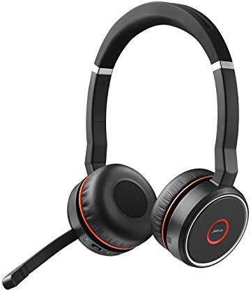 Jabra Evolve 75 SE Wireless Stereo Headset - Bluetooth Headset with Noise-Cancelling Mic & Active Noise Cancellation - Certified for Google Meet & Zoom, works with all other leading platforms - Black