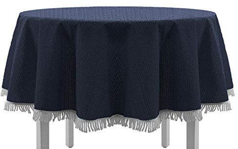 DILUMA | Gartentischdecke Rund 130 cm Blau | Tischdecke für Indoor & Outdoor, Garten, Terrasse, Balkon | Wetterfest, Leicht Abwaschbar, Rutschhemmend