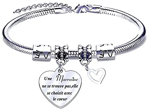 MNBVBV Bracelet Cadeau Baptême Personnalisé Marraine d'anniversaire Cadeau fête des mères pour Marraine Cadeaux de Noël (1)