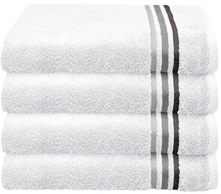 Schiesser Frottier Handtuch Skyline Color im 4er Set | 100% Baumwolle aus nachhaltiger Produktion | saugstark, weich, farbecht | 50x100cm | Weiß