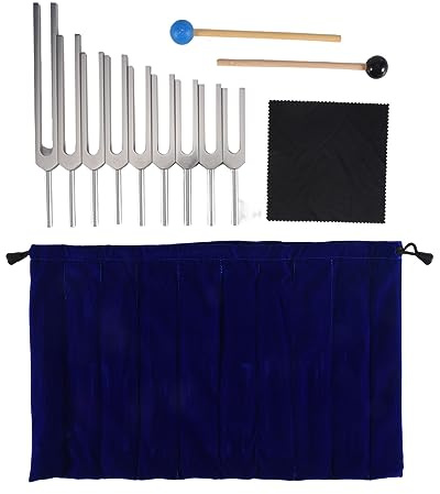 Micvtve Tuning Fork Set - 9 Tuning Forks for Healing Chakra,Sound Therapy,Keep Body,Mind and Spirit in Perfect Harmony- Silver