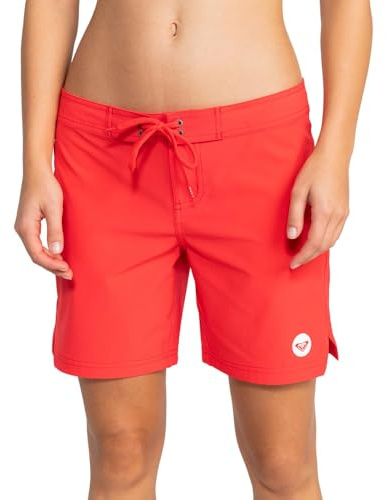 Roxy Short de Bain pour Femme avec Entrejambe de 17,8 cm – Short de Bain à séchage Rapide, Bas de Maillot de Bain, Couverture de Bikini, vêtements de Plage, Rouge, Taille L