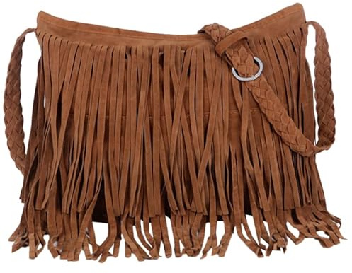 TENDYCOCO Fringe Crossbody Shoulder Bag for Women 13.38 Inch Lightweight Boho Tassel Purse Large Capacity Messenger Bag for Daily Travel Shopping