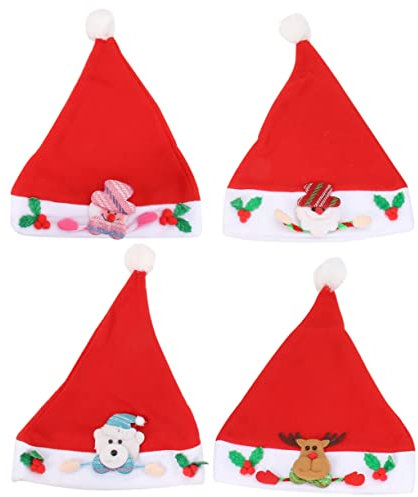 Cabilock 4 Piezas Gorro De Papá Noel Para Niños Navidad Traje Festivo De Vacaciones Tiara De Niños Sombrero De Invierno De Punto Artículos De Vacaciones Rojo Paño Multifunción