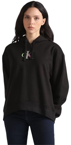 Calvin Klein Damen Hoodie Gradient mit Tunnelzug, Schwarz (Ck Black), S
