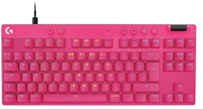 Logitech G PRO X TKL RAPID, teclado para gaming con cable sin teclado numérico con interruptores analógicos magnéticos, modo de disparo rápido, RGB, accionamiento ajustable, US INTL - Magenta
