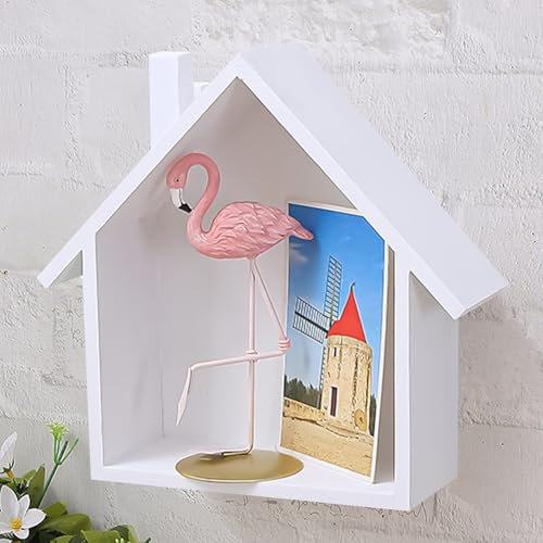 XCDMJ Regalbox Hausform,Holzhaus Deko,Wichtel Haus,Holzrahmen Haus,Holzbox in Hausform,Holz Kleine Haus,Wichtelhaus Holz,Holz Kleine Haus Retro Und Nostalgische Wand Dekoration Regal Minimalistischen