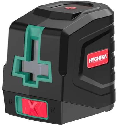 HYCHIKA Nivel Laser Verde, Horizontal y Vertical Nivel Láser Autonivelante, Láser de Línea con Bolsa de Lona y 2 Baterías AA, para Decoración del Hogar, Bricolaje