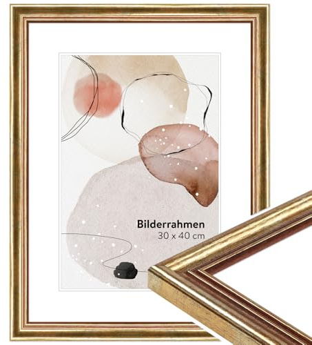 WANDStyle goldener Bilderrahmen 15x20 Holz, Bilderrahmen Gold Vintage
