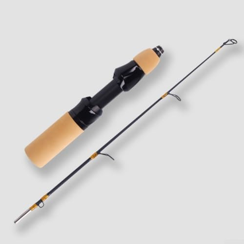 Pumixiy ICE Fishing Rod Set, 55cm or 65cm 2-Piece Fiberglass, For Ultra Light Action, Compact Design for Ice Fishing with Sensitive Tip Included(55cm Ice fishing poles)