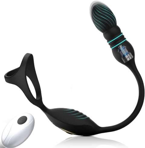 Vibrador Anal Estimulador Prostata con Anillo Pene, Plug Anales,con Vibración 10 Modos Telescópicos Consoladores.. Para Hombre con Vibración, Plug Anal Vibradorador Hombre Juguetes Eróticos