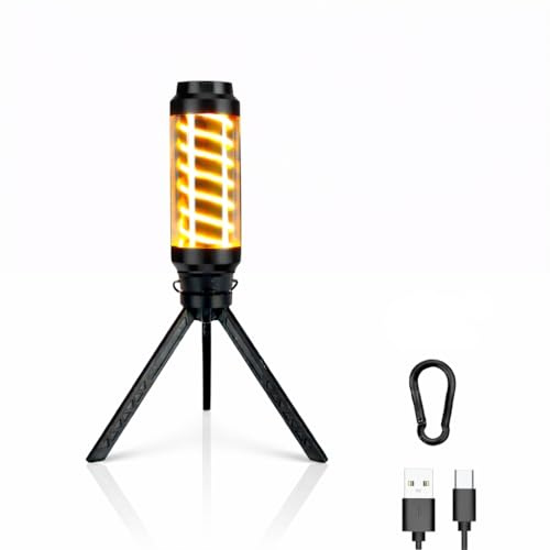 Unison Raid Mini Camping Lantern | 2-in-1 LED Torch & Warm Tent Light, 7 Modes with Flame Effect, USB-C, 20Hrs Battery Life, IPX4 Waterproof, Carabiner & Tripod