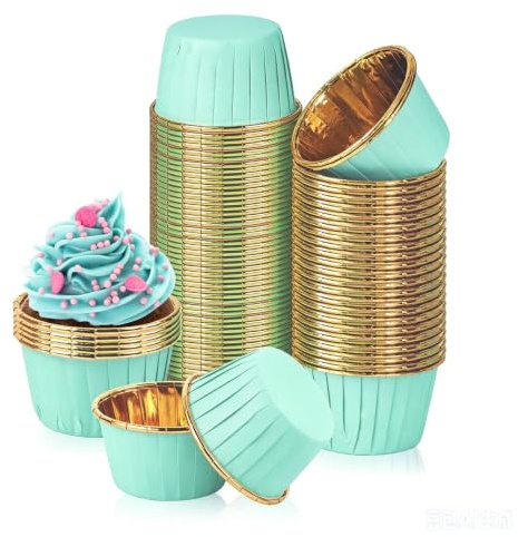 Muffinsformar i papper, 150 st. muffinsformar, bakformar, muffinsformar, cupcake-muffinsformar gjorda av aluminiumfolie, pappersformar fodral liners wrapper papper för bröllopsfest (grön)