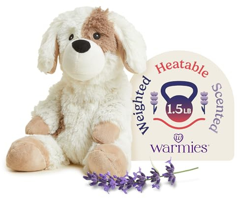 warmies Microwavable & Weighted Stuffed Animals, Puppy - Heated Stuffed Animal Plushie for Warmth & Comfort - Cute Soft Plush Toys for Adults & Children (Boys, Girls, Babies & Toddlers)