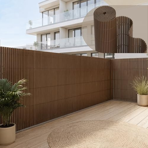 [neu.haus] Frangivista a Tappetino in PVC per Recinzione Balcone Giardino Protezione Privacy Schermatura Esterna 90 x 300 cm Marrone