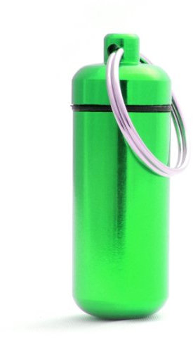 Pilulier, capsule, en aluminium, imperméable, porte-clés, stockage, vert